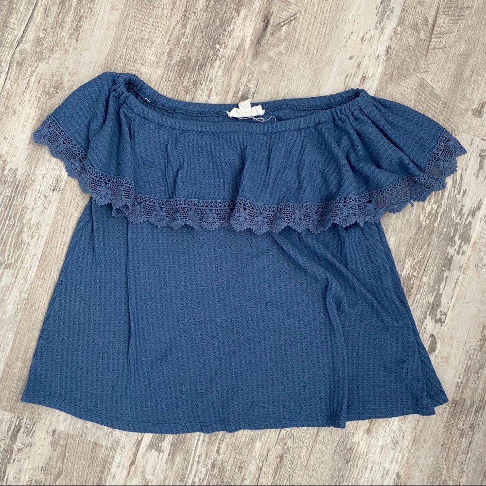 Cloud Chaser • Blue off the shoulder top